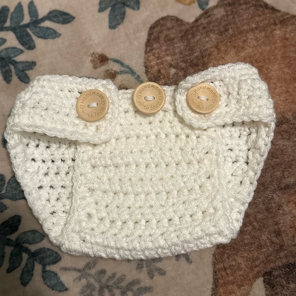 Handmade Crochet Dumpling Baby Outfit Set and Dumpling Onesie - Picture 4 of 6